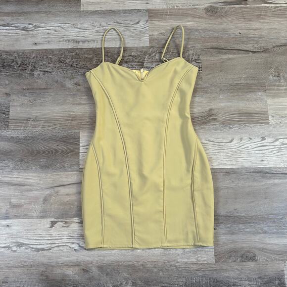 NWT Princess Polly Yellow Mini Dress Spaghetti Strap Corset Seam Clubwear Sz 4 - Picture 1 of 11
